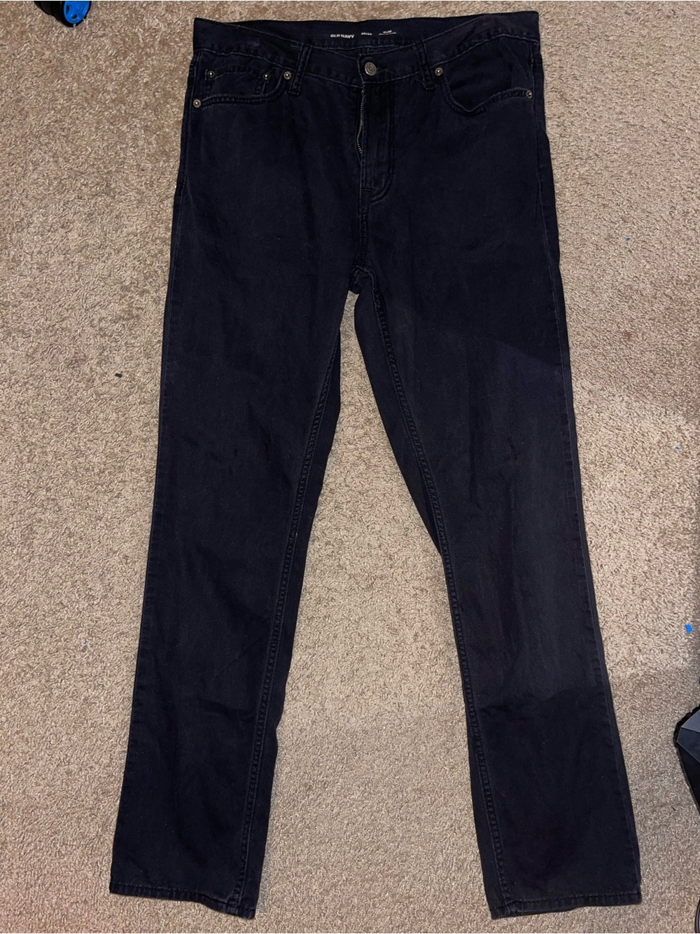 Men Old Navy Black Built-In Tough Slim Denim Jeans Size 36x34